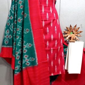 Double Ikkat Pochampally Handloom Cotton Ethnic Dress Material - VHD005