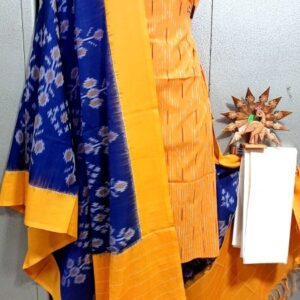 Double Ikkat Pochampally Handloom Cotton Ethnic Dress Material - VHD0050