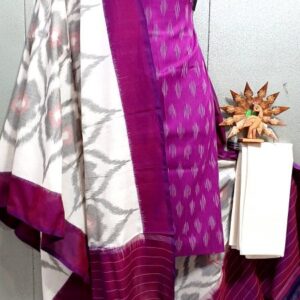 Double Ikkat Pochampally Handloom Cotton Ethnic Dress Material - VHD0051