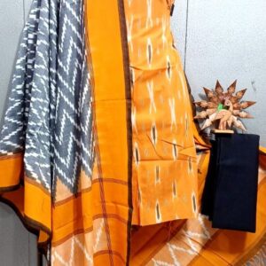 Double Ikkat Pochampally Handloom Cotton Ethnic Dress Material - VHD0052