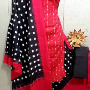 Double Ikkat Pochampally Handloom Cotton Ethnic Dress Material - VHD0053