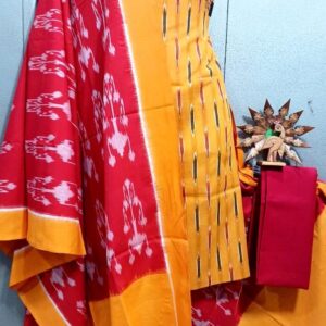 Double Ikkat Pochampally Handloom Cotton Ethnic Dress Material - VHD0054