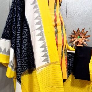 Double Ikkat Pochampally Handloom Cotton Ethnic Dress Material - VHD0056