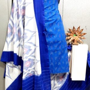 Double Ikkat Pochampally Handloom Cotton Ethnic Dress Material - VHD0061