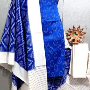 Double Ikkat Pochampally Handloom Cotton Ethnic Dress Material - VHD0062