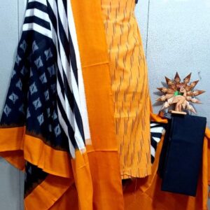 Double Ikkat Pochampally Handloom Cotton Ethnic Dress Material - VHD0067