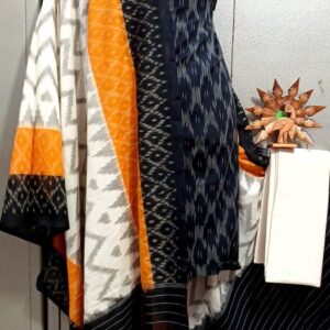 Double Ikkat Pochampally Handloom Cotton Ethnic Dress Material - VHD0068