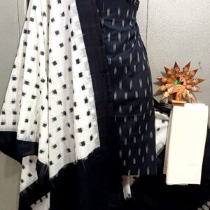 Double Ikkat Pochampally Handloom Cotton Ethnic Dress Material - VHD0069