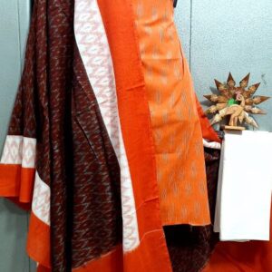 Double Ikkat Pochampally Handloom Cotton Ethnic Dress Material - VHD0070