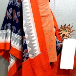 Double Ikkat Pochampally Handloom Cotton Ethnic Dress Material - VHD0071