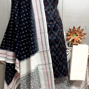 Double Ikkat Pochampally Handloom Cotton Ethnic Dress Material - VHD0073