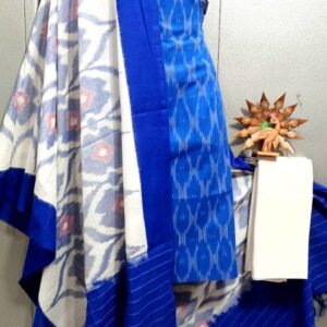 Double Ikkat Pochampally Handloom Cotton Ethnic Dress Material - VHD0074