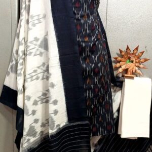 Double Ikkat Pochampally Handloom Cotton Ethnic Dress Material - VHD0075