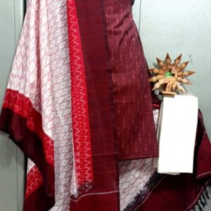 Double Ikkat Pochampally Handloom Cotton Ethnic Dress Material - VHD0076