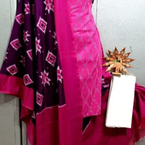 Double Ikkat Pochampally Handloom Cotton Ethnic Dress Material - VHD0077