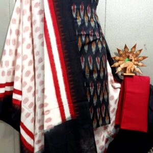 Double Ikkat Pochampally Handloom Cotton Ethnic Dress Material - VHD0078