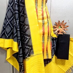 Double Ikkat Pochampally Handloom Cotton Ethnic Dress Material - VHD008