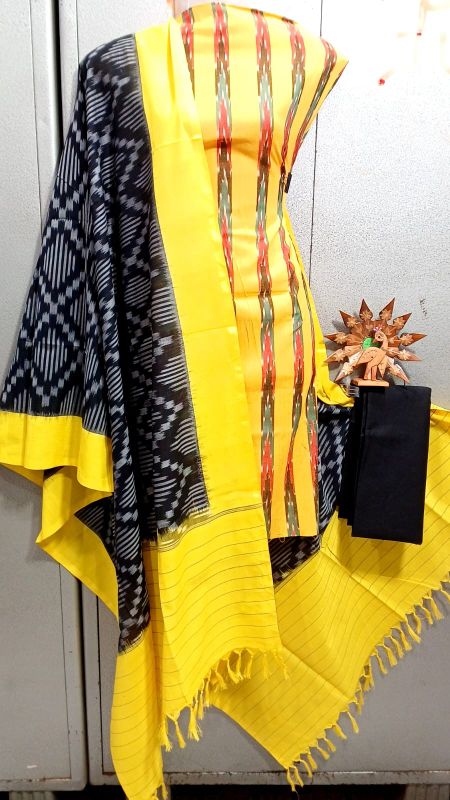 Double Ikkat Pochampally Handloom Cotton Ethnic Dress Material - VHD008