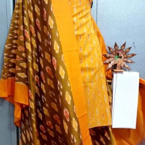 Double Ikkat Pochampally Handloom Cotton Ethnic Dress Material - VHD0080