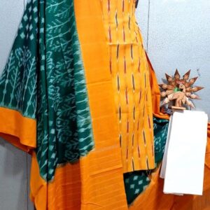 Double Ikkat Pochampally Handloom Cotton Ethnic Dress Material - VHD0081