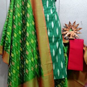 Double Ikkat Pochampally Handloom Cotton Ethnic Dress Material - VHD0083