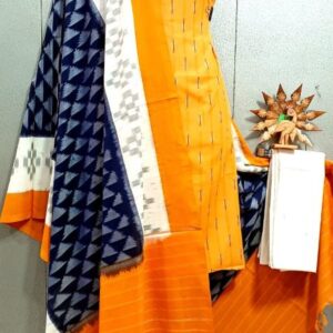 Double Ikkat Pochampally Handloom Cotton Ethnic Dress Material - VHD0085