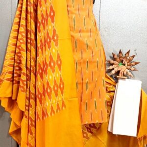 Double Ikkat Pochampally Handloom Cotton Ethnic Dress Material - VHD0087