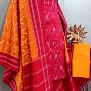 Double Ikkat Pochampally Handloom Cotton Ethnic Dress Material - VHD0089