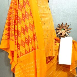 Double Ikkat Pochampally Handloom Cotton Ethnic Dress Material - VHD0090