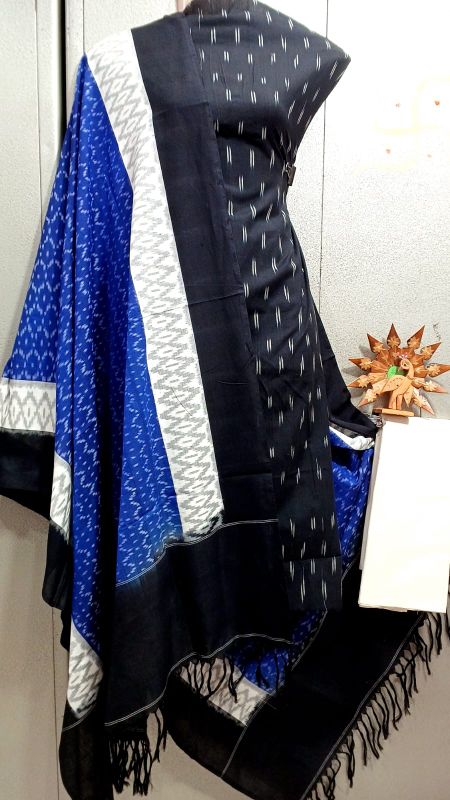 Double Ikkat Pochampally Handloom Cotton Ethnic Dress Material - VHD0093