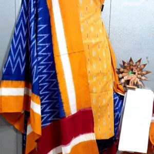 Double Ikkat Pochampally Handloom Cotton Ethnic Dress Material - VHD0094