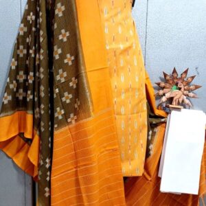 Double Ikkat Pochampally Handloom Cotton Ethnic Dress Material - VHD0095