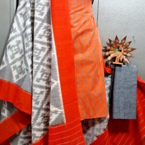 Double Ikkat Pochampally Handloom Cotton Ethnic Dress Material - VHD0096