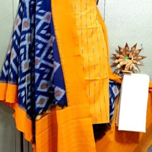 Double Ikkat Pochampally Handloom Cotton Ethnic Dress Material - VHD0097