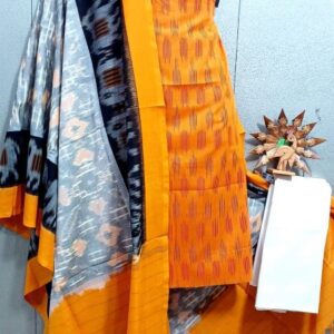 Double Ikkat Pochampally Handloom Cotton Ethnic Dress Material - VHD0098