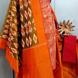 Double Ikkat Pochampally Handloom Cotton Ethnic Dress Material - VHD0099