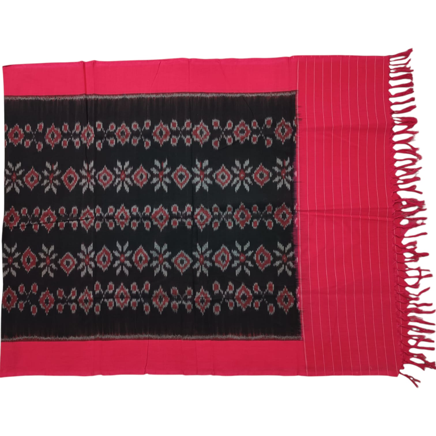 Pochampally Double ikkat cotton Dupattas | Double Weaving Handloom | Length 2.5 Meters - IKD00012