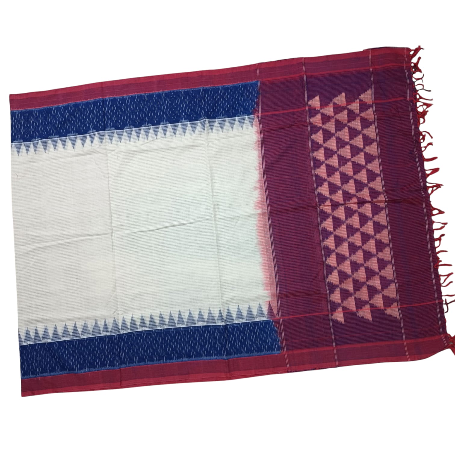 Pochampally Double ikkat cotton Dupattas | Double Weaving Handloom | Length 2.5 Meters - IKD00024