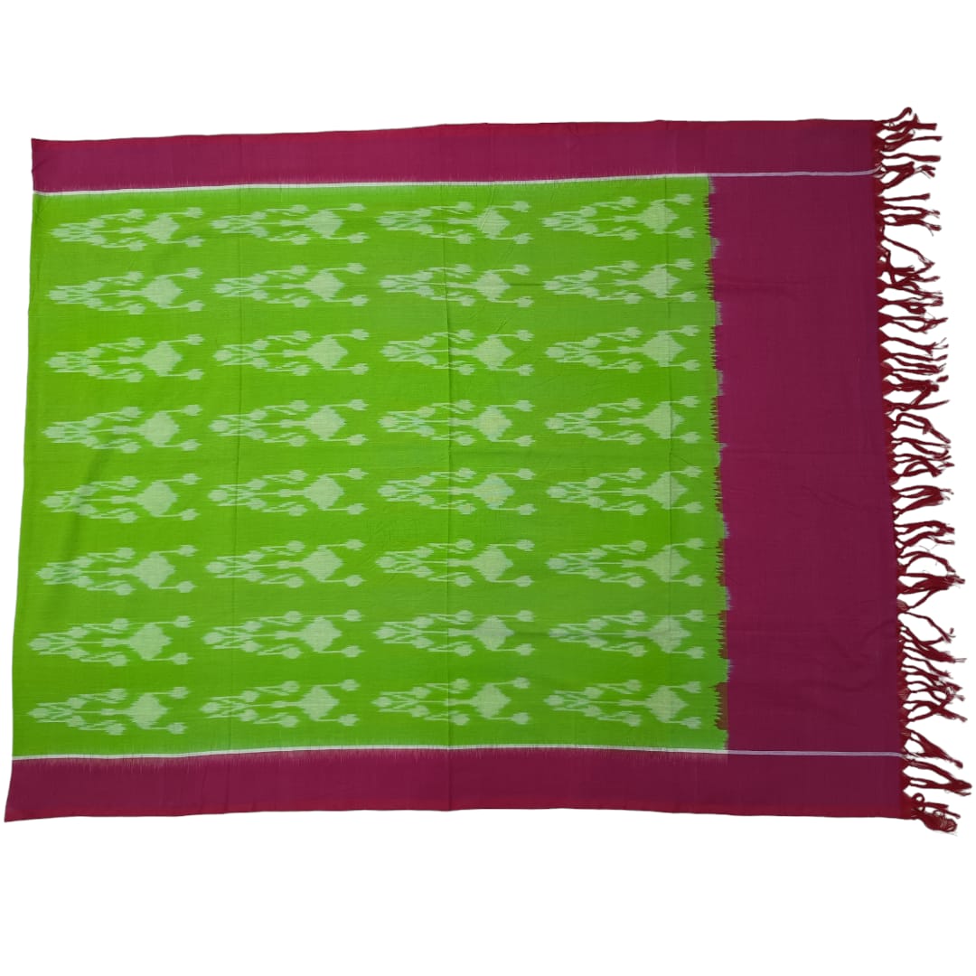 Pochampally Double ikkat cotton Dupattas | Double Weaving Handloom | Length 2.5 Meters - IKD00025