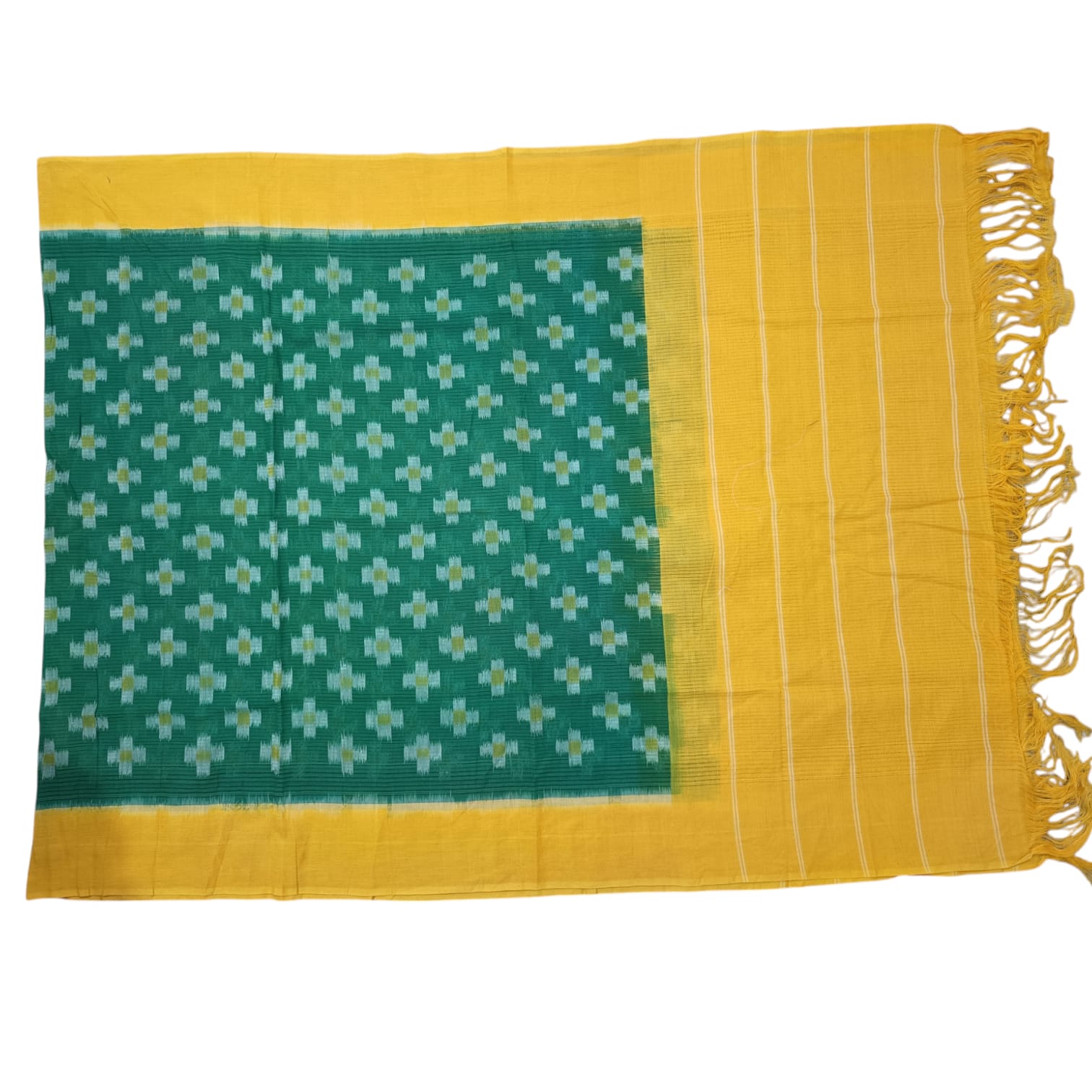 Pochampally Double ikkat cotton Dupattas | Double Weaving Handloom | Length 2.5 Meters - IKD00028