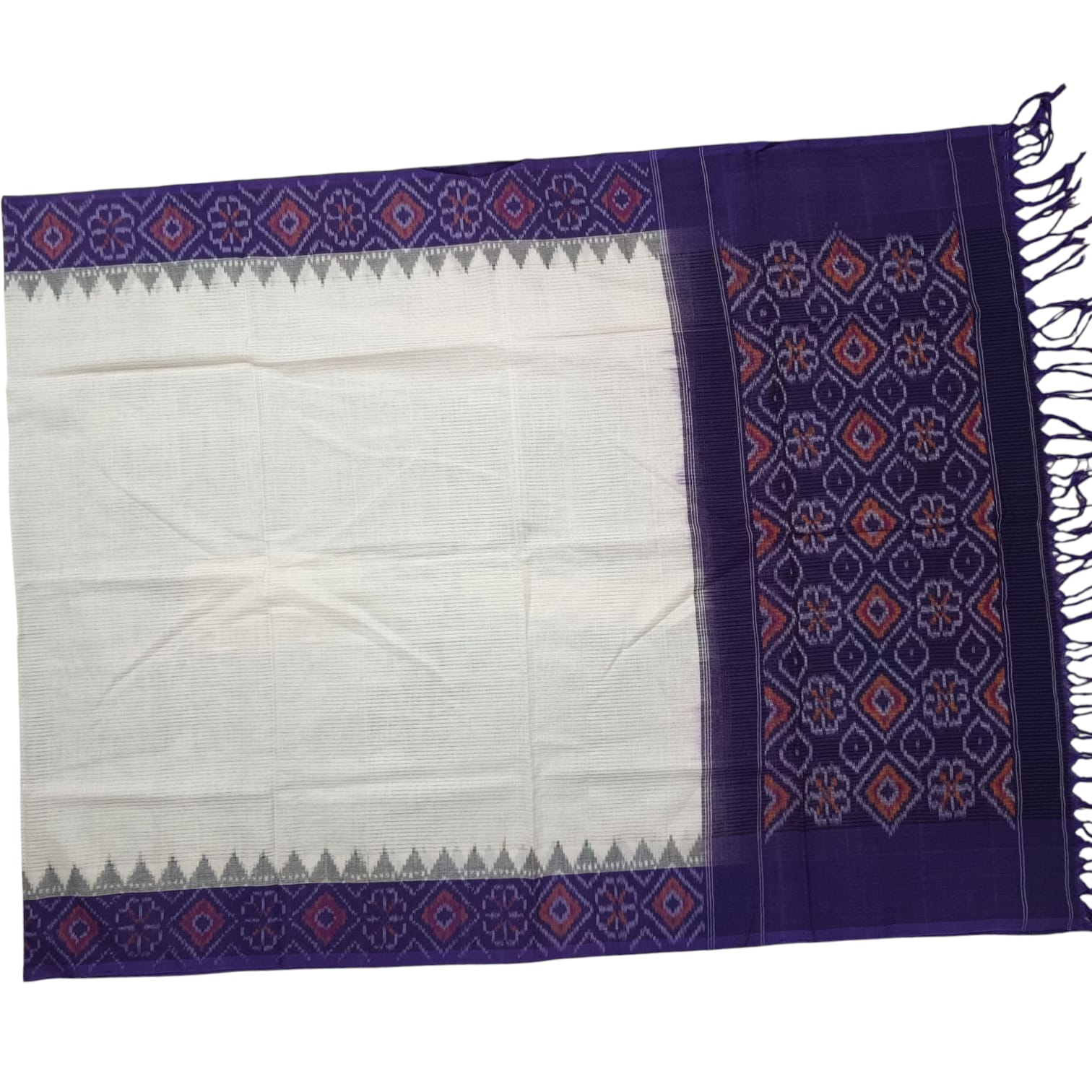 Pochampally Double ikkat cotton Dupattas | Double Weaving Handloom | Length 2.5 Meters - IKD00029