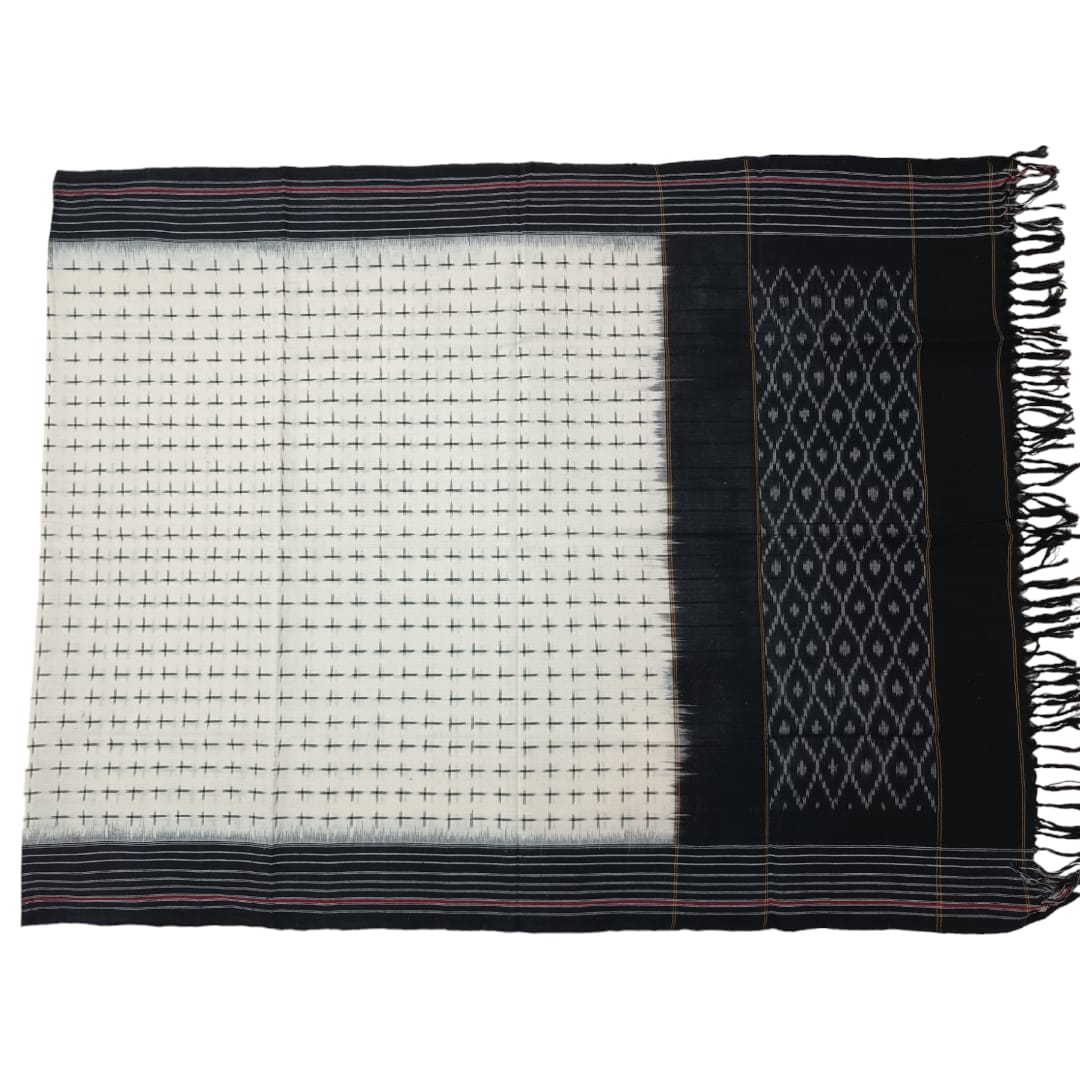 Pochampally Double ikkat cotton Dupattas | Double Weaving Handloom | Length 2.5 Meters - IKD00034