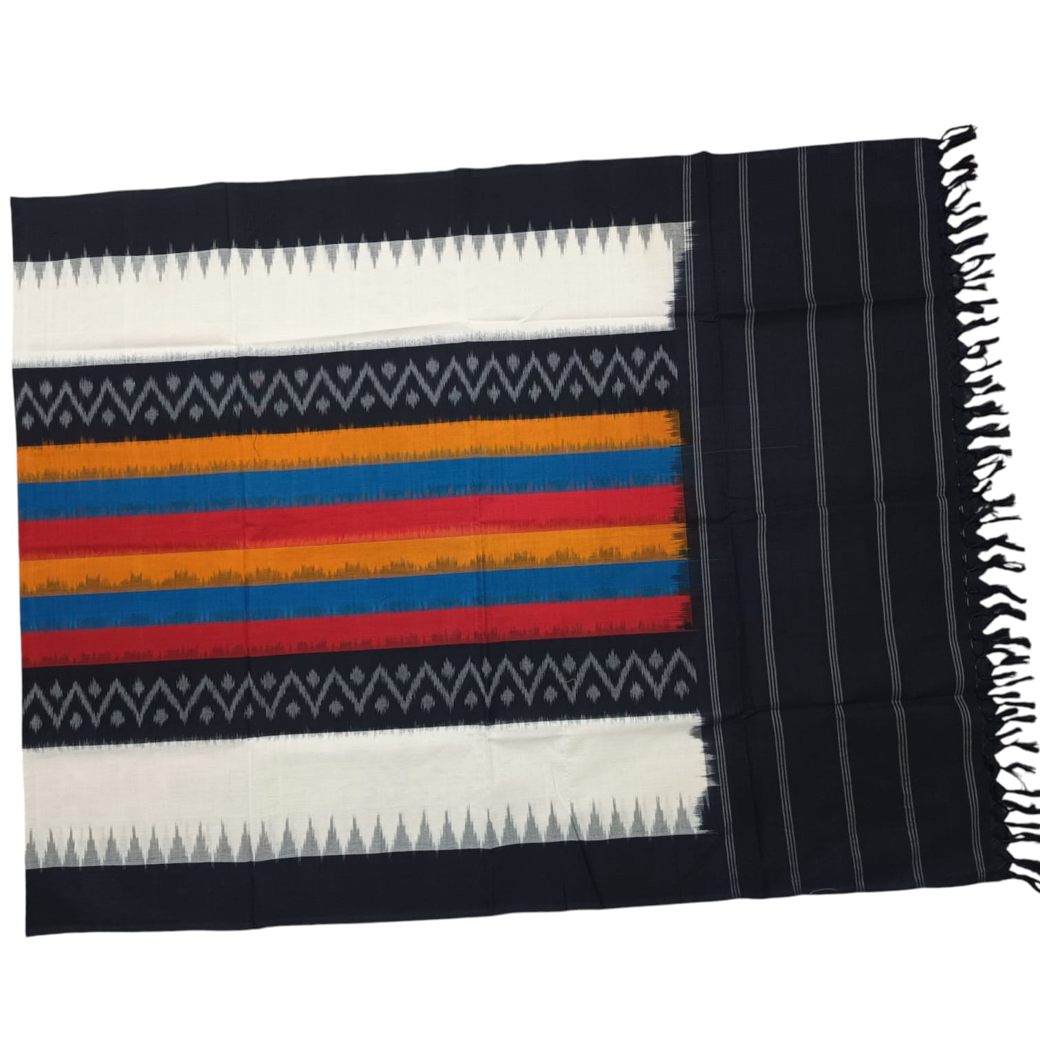 Pochampally Double ikkat cotton Dupattas | Double Weaving Handloom | Length 2.5 Meters - IKD00039