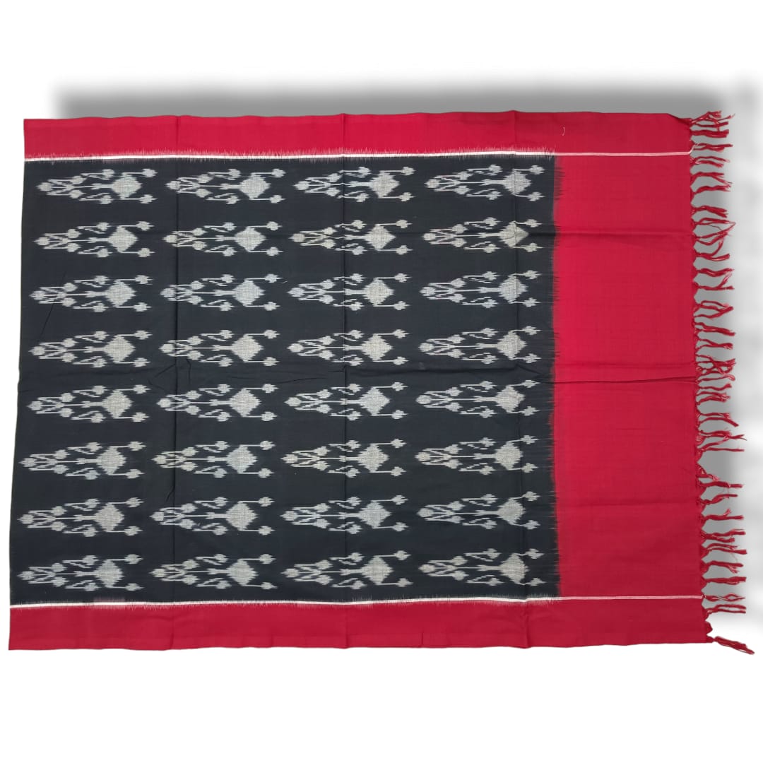 Pochampally Double ikkat cotton Dupattas | Double Weaving Handloom | Length 2.5 Meters - IKD00041