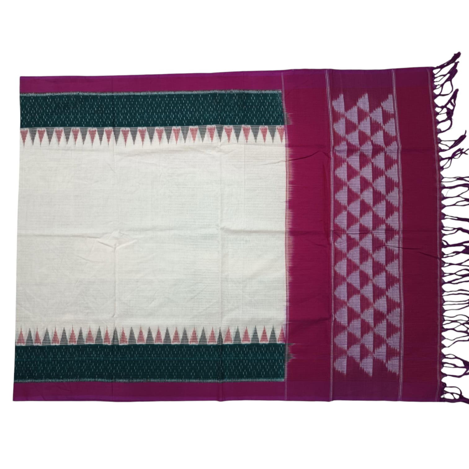 Pochampally Double ikkat cotton Dupattas | Double Weaving Handloom | Length 2.5 Meters - IKD00042