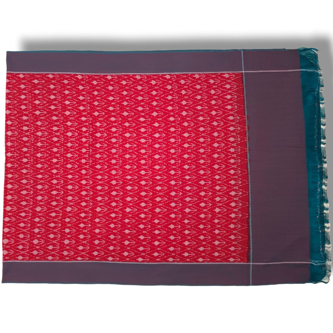 Pochampally Double ikkat cotton Dupattas | Double Weaving Handloom | Length 2.5 Meters - IKD00063