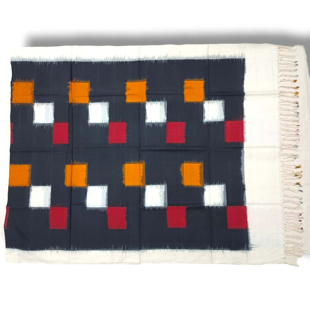 Pochampally Double ikkat cotton Dupattas | Double Weaving Handloom | Length 2.5 Meters - IKD00072