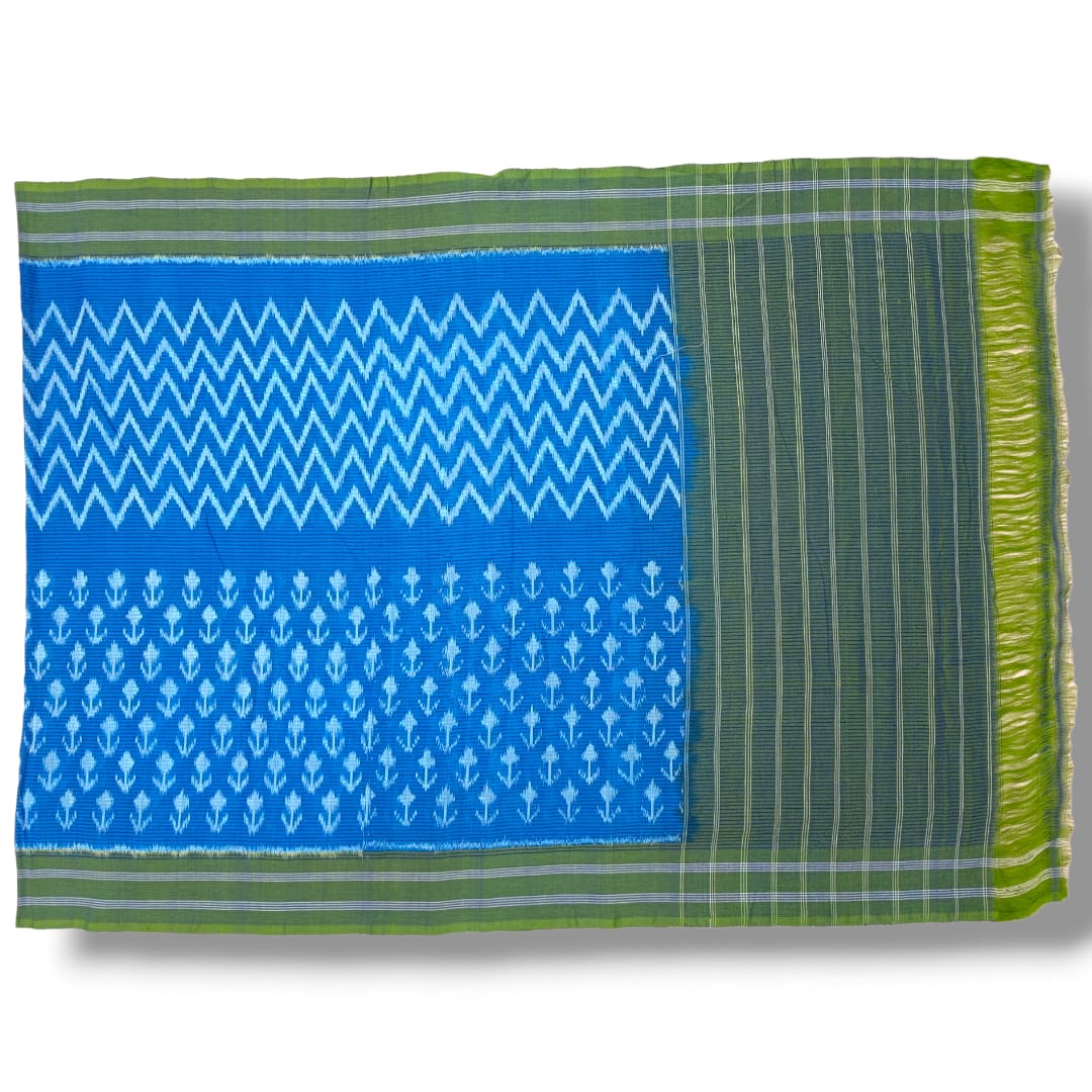 Pochampally Double ikkat cotton Dupattas | Double Weaving Handloom | Length 2.5 Meters - IKD0009