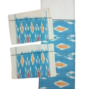 Pochampally Ikkat Double THICK Bedsheet with 2 Pillow Covers - IKTB0014
