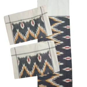 Pochampally Ikkat Double THICK Bedsheet with 2 Pillow Covers - IKTB0024